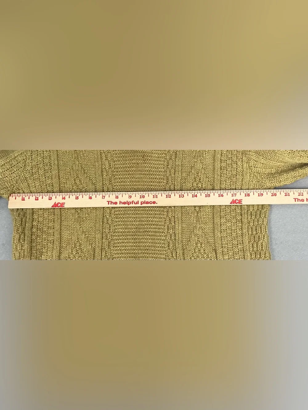 Vintage Campus Men Sz 18 XL Yellow Cable Knit V-Neck Sweater Made In USA Grandpa
